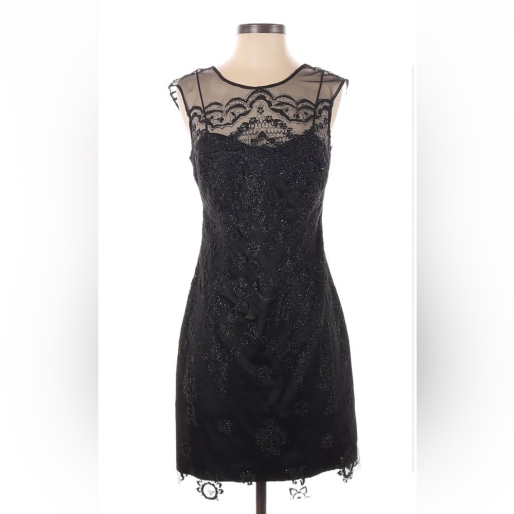 Black beaded cocktail dress